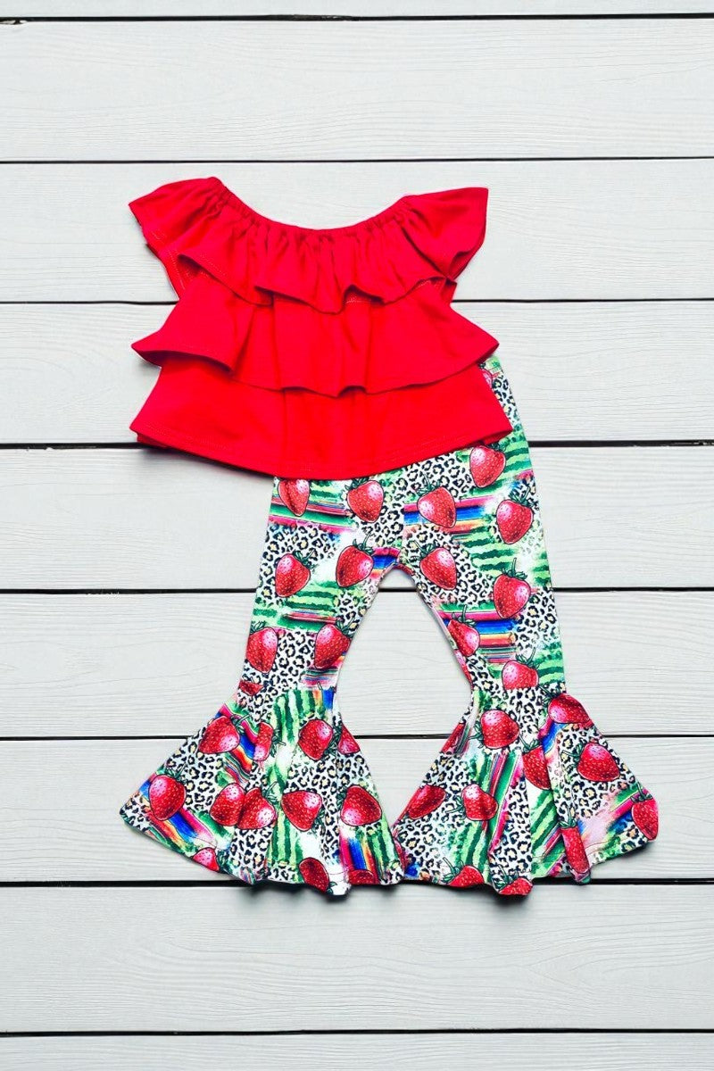 Strawberries, cheetah, & serape 2pc girls sets X0777-27