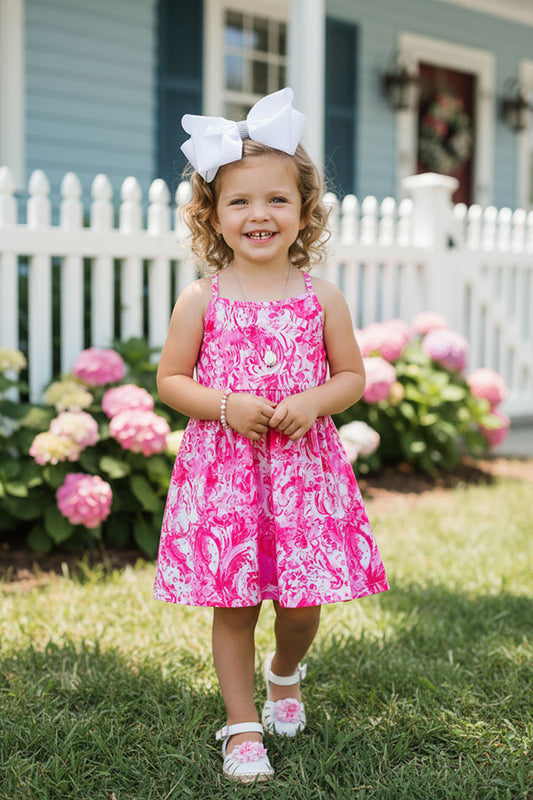 Spring floral printed sleeveless girls dress with/criss cross XCH03011