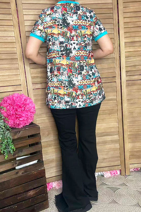 Wholesale Thunder bird multi color printed short sleeve women t-shirt XCH12098