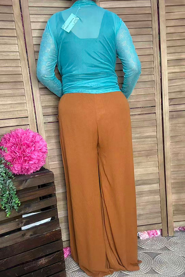 Women's pant wholesaler Tan color loose straight w/side pockets YMY15523