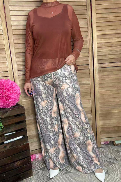 YMY10398 Snake multi color printed straight bottoms women pant