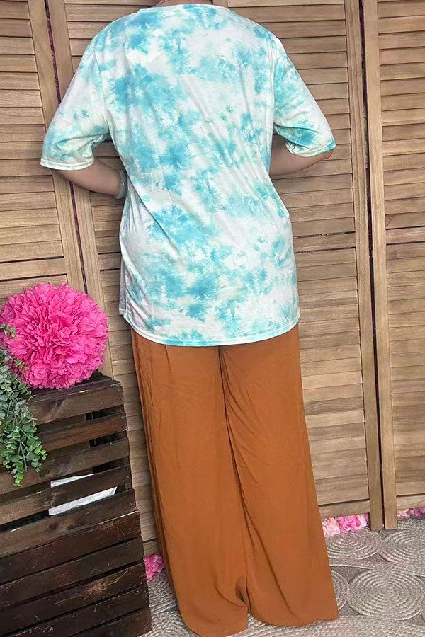 Howdy blue concho printed short sleeve women t-shirt DLH12158
