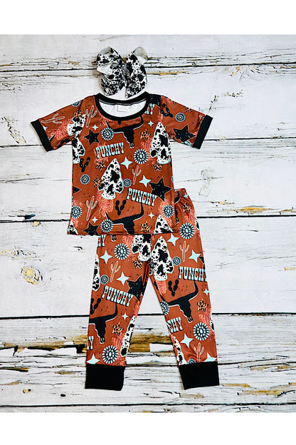 LC001 "PUNCHY" brown unisex 2pc pajama set