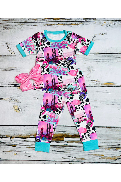 LC005 Cute western print short sleeve pajama 2pc set