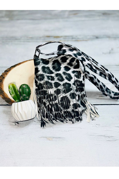 PU leopard tassel kids fashion bags cute purse