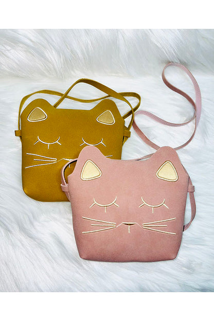 Cute cat face PU mini girls purse bag