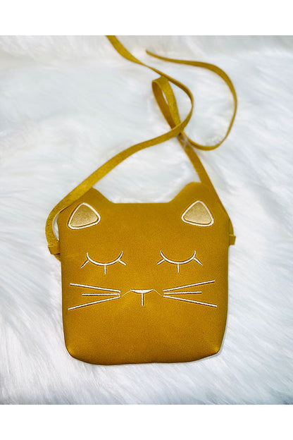 Cute cat face PU mini girls purse bag