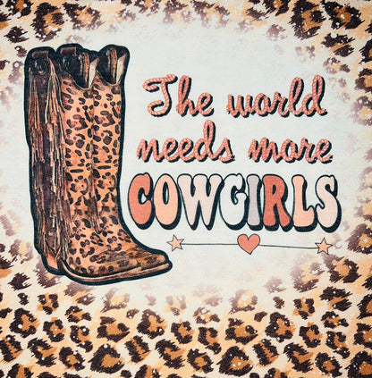 ''The World Needs More Cowgirls'' animal print t-shirt DLH1212-20