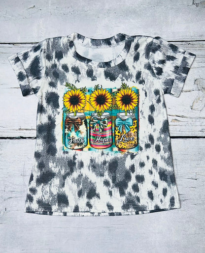 "Faith, Hope, & Love" mason jars w/sunflowers short sleeve t-shirt DHL0923-09