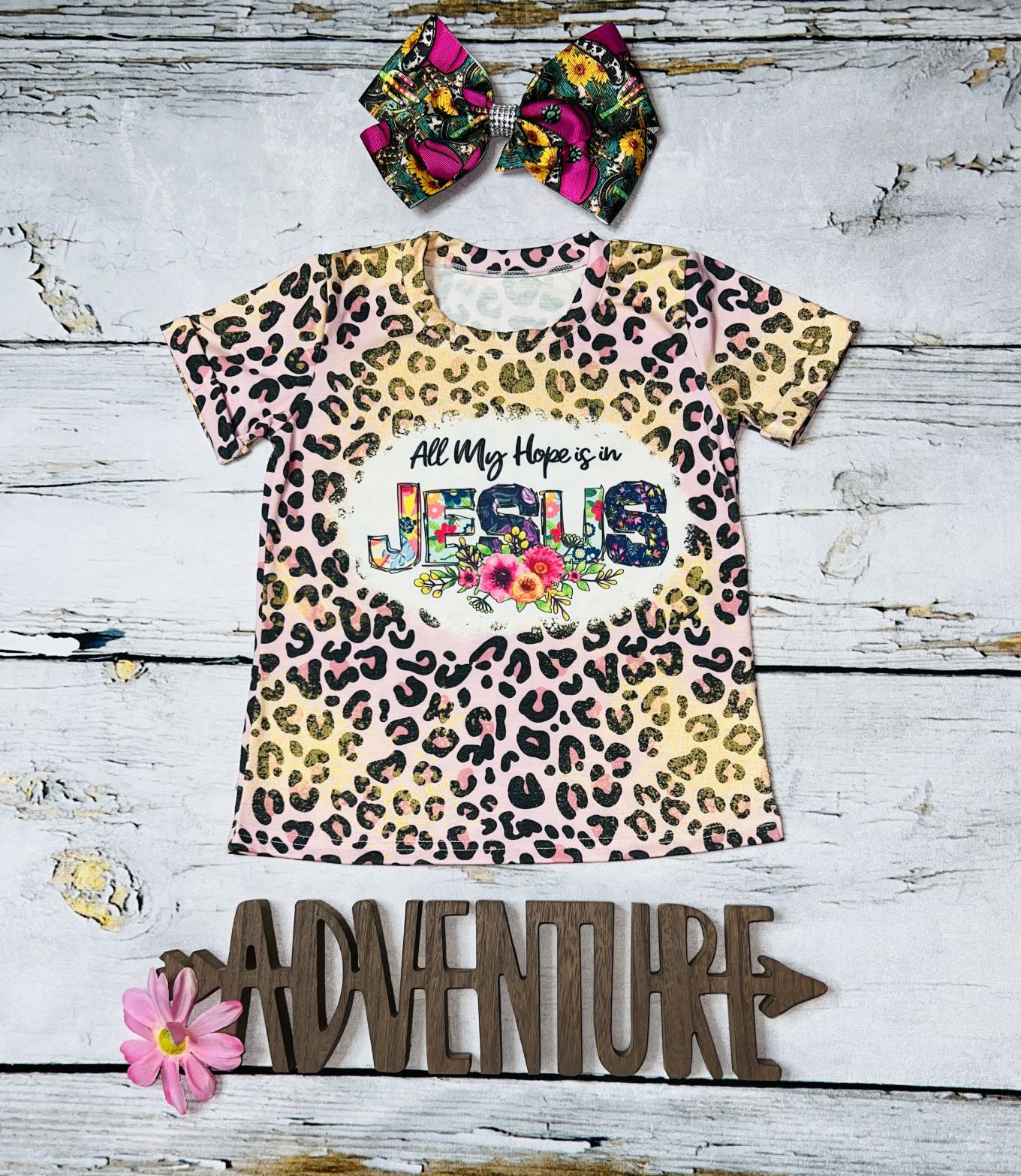 "All my hope is in JESUS" floral & animal print short sleeve t-shirt DLH1121-6