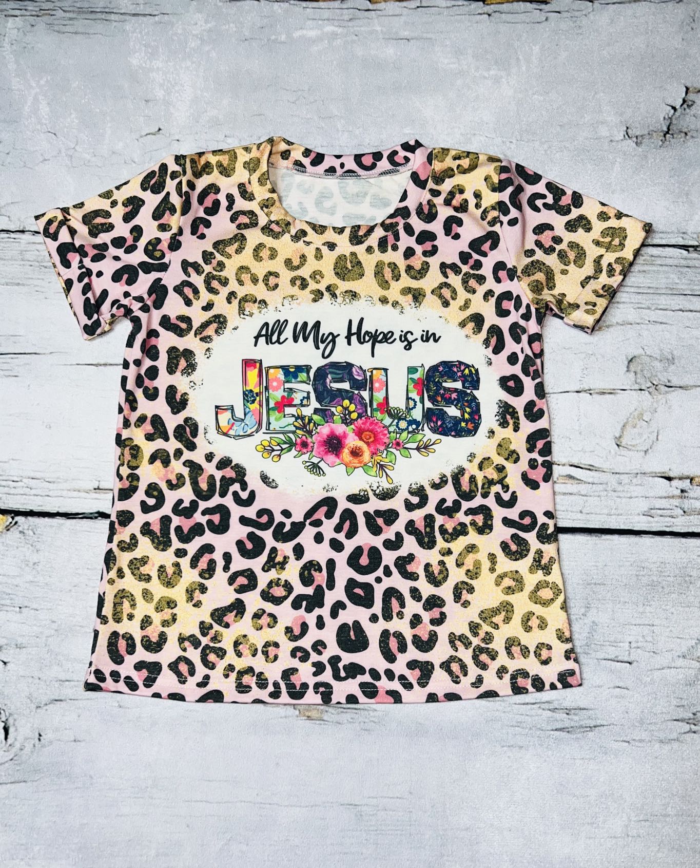 "All my hope is in JESUS" floral & animal print short sleeve t-shirt DLH1121-6