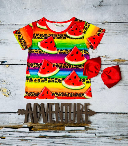 Multicolor watermelon and leopard print t-shirt XCH0660-4H