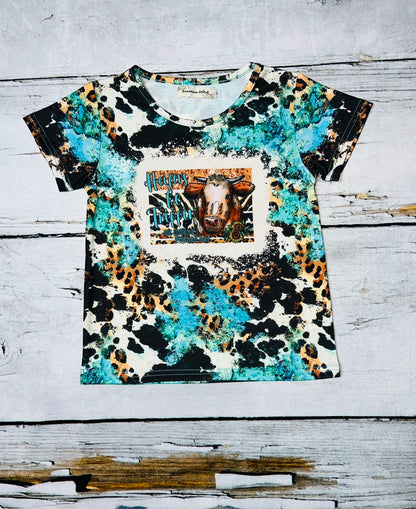 "Heifers be trippin'"cow & animal print short sleeve t-shirt XCH0722-18H