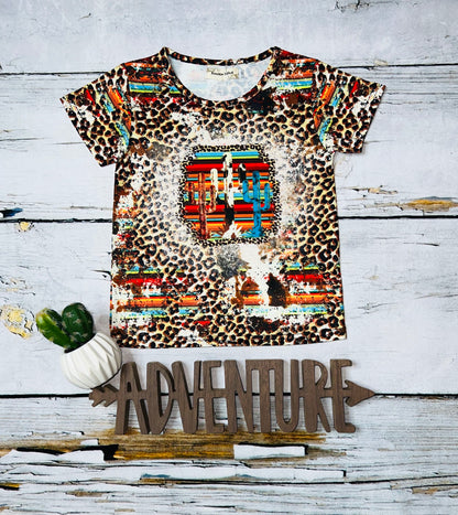 Cactus, serape, & leopard print short sleeve t-shirt XCH0722-20H
