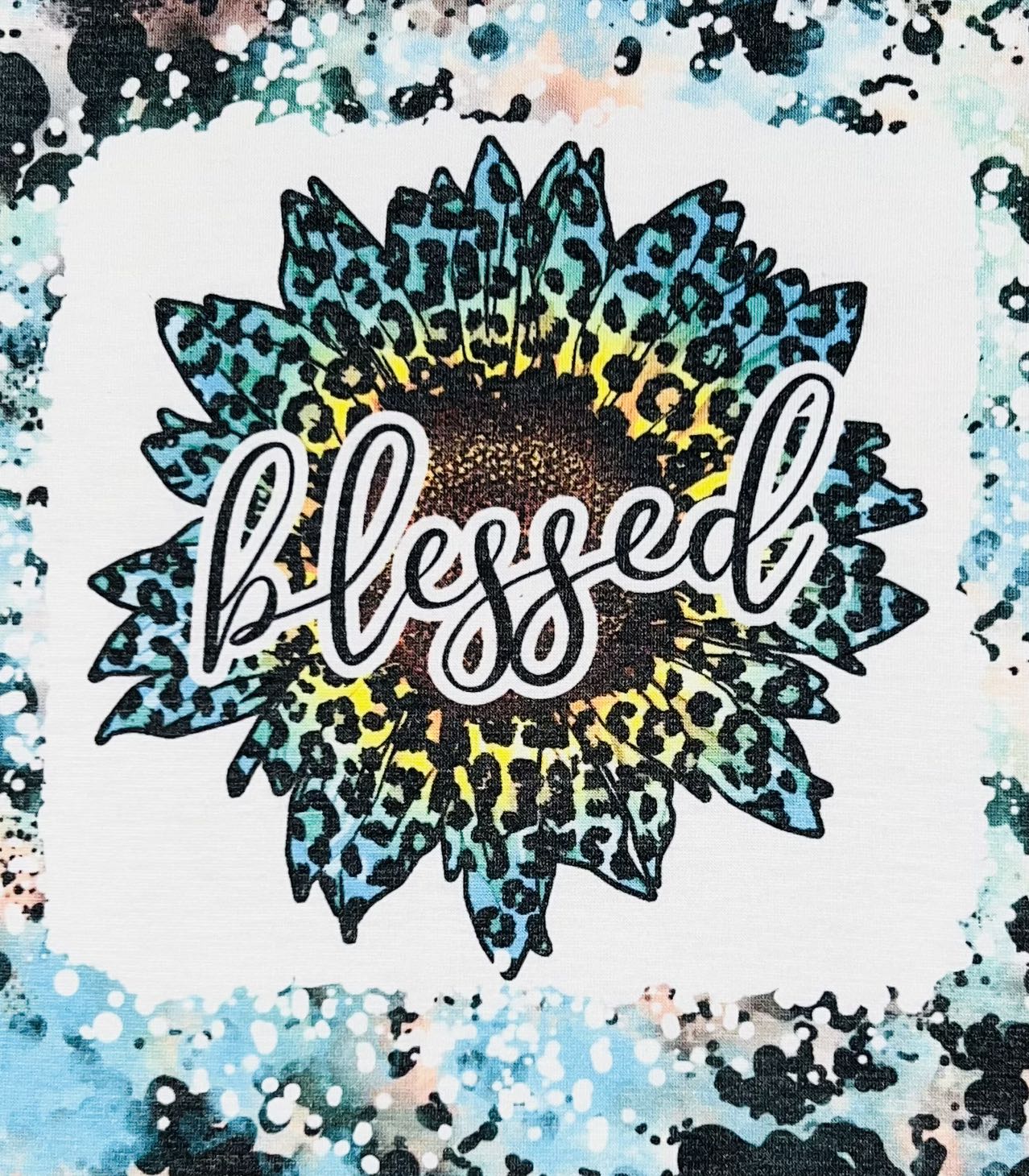 "BLESSED" multicolor animal print sunflower short sleeve t-shirt DLH1017-9