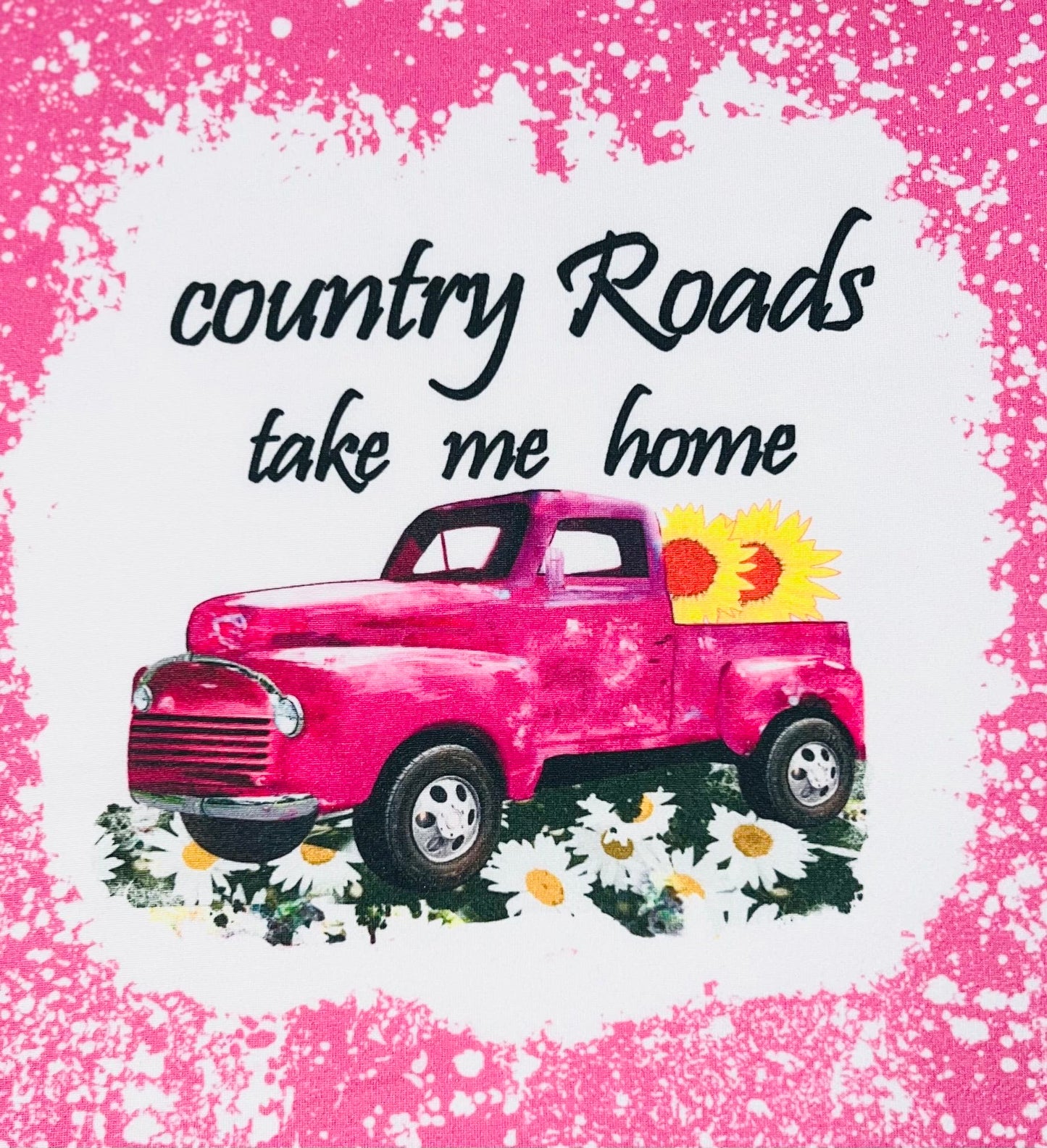 "Country roads take me home" pink bleached short sleeve shirt DLH0923-06
