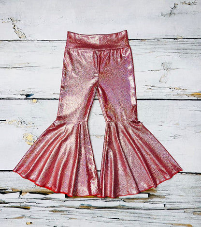 Pink metallic leather bell bottoms  DLH1119-1