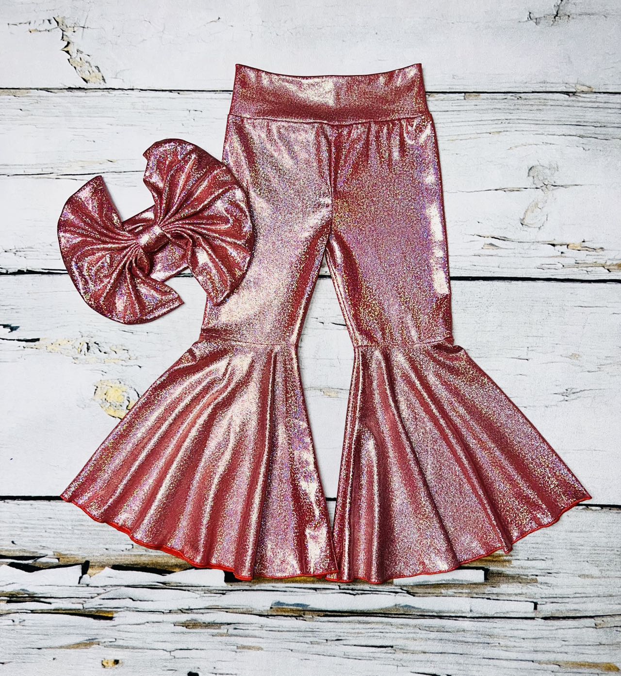 Pink metallic leather bell bottoms  DLH1119-1