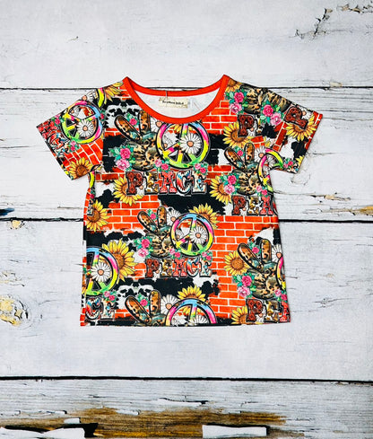 Multicolor peace signs short sleeve shirt XCH0660-3H