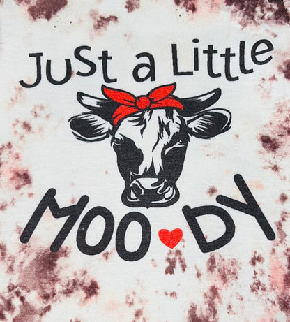 "JUST A LITTLE MOODY" tie dye cow baby onesie DLH1224-12