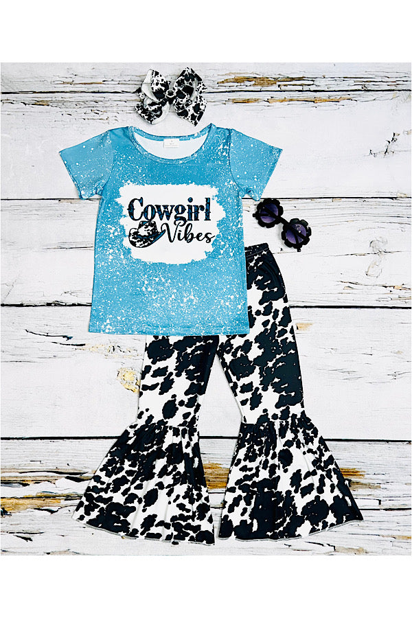 Turquoise "COWGIRL VIBES" 2pc short sleeve set