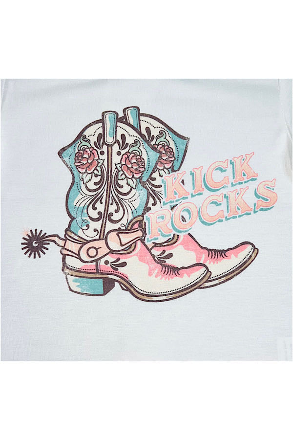 "KICK ROCKS" w/cowboy boots 2pc short sleeve set