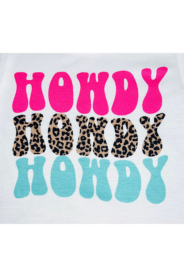 "HOWDY" hot pink & leopard 2pc short sleeve set
