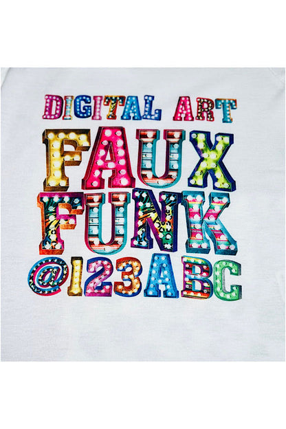 "FAUX FUNK" multicolor 2pc short sleeve set XCH0777-7H