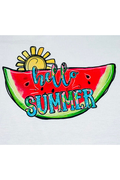 "HELLO SUMMER" watermelon 2pc short sleeve set XCH0777-3H