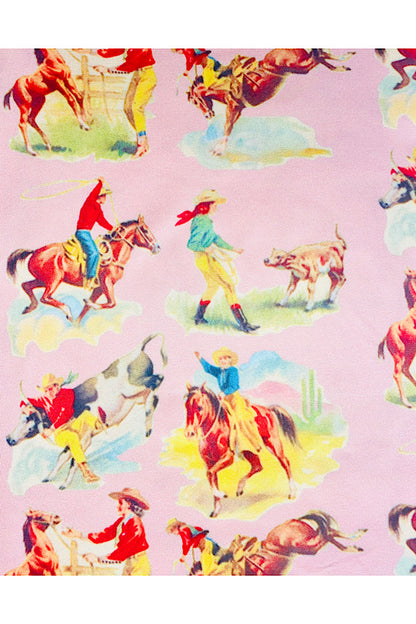 Light pink cowboys w/horses western 2pc pajama set