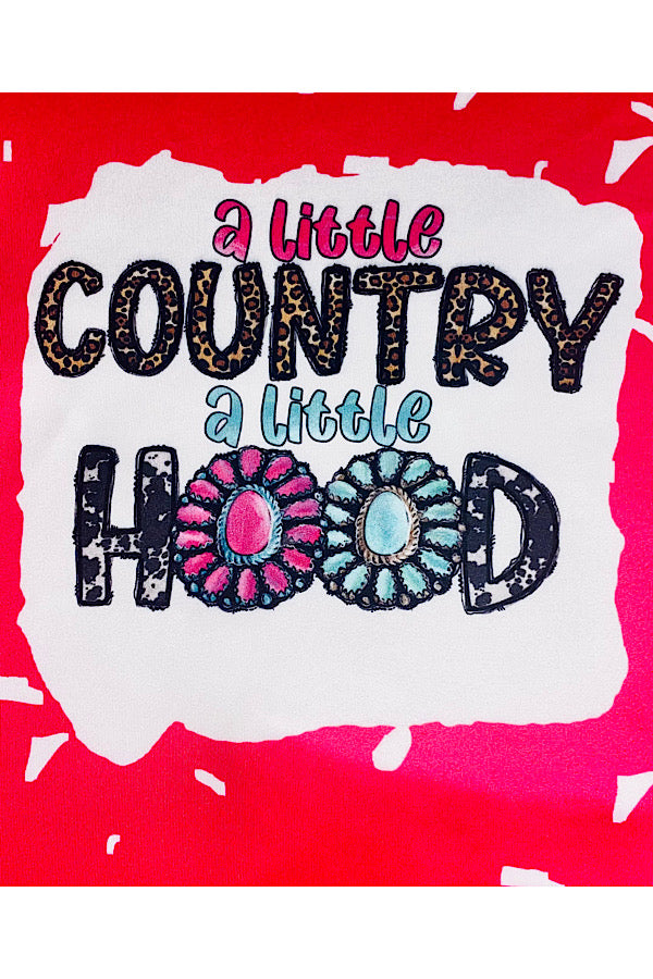 "A LITTLE COUNTRY, A LITTLE HOOD" bright pink 2pc set 11585MZ