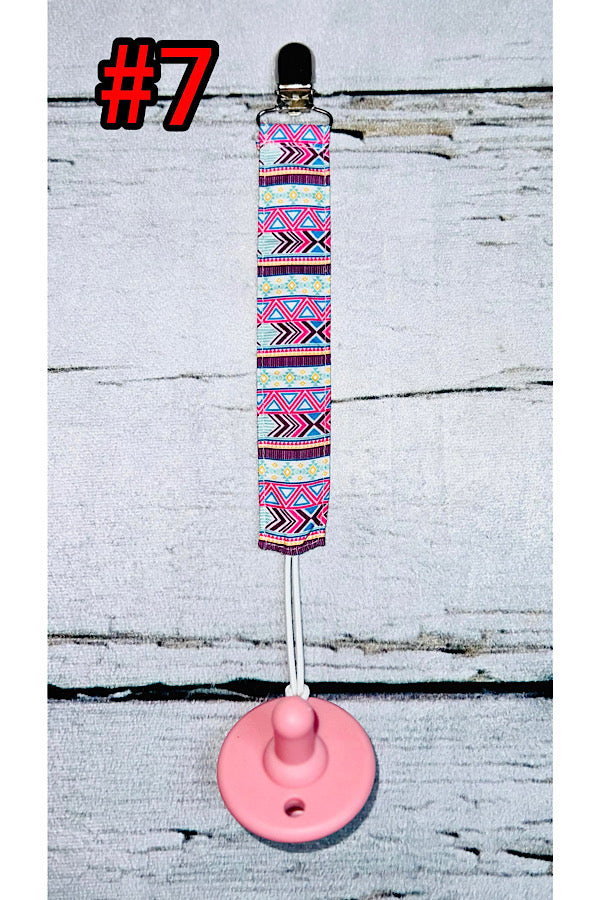 Multi printed pacifier fabric clips (5pcs for $10.00)