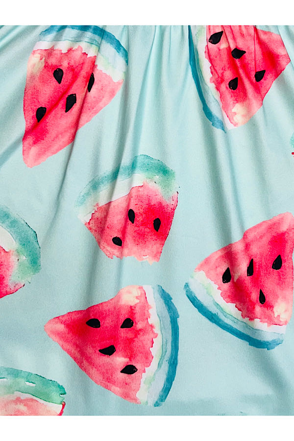 Aqua watermelons swirl short sleeve dress DLH2380